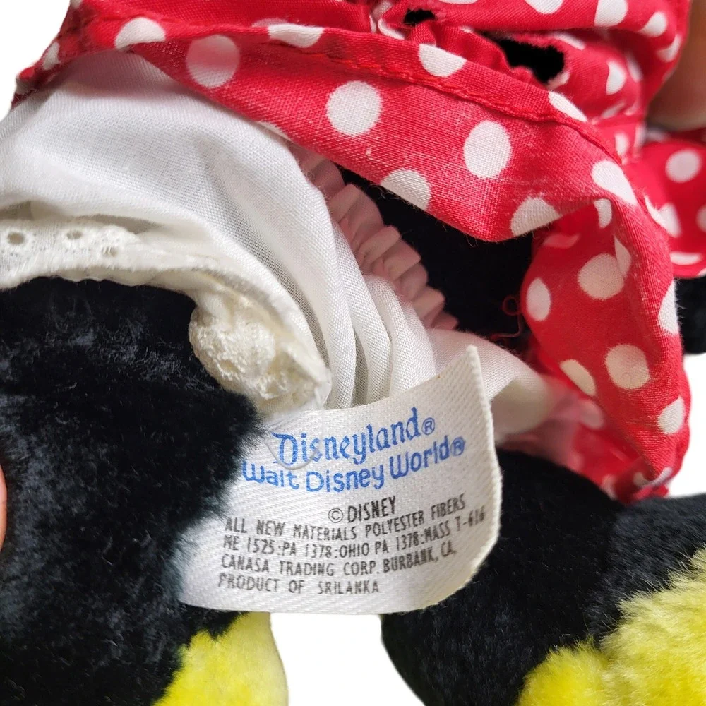 Vintage Disneyland Walt Disney World Minnie Mouse Plush Polka Dot Dress Stuffed